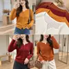 Suéter de Punto Color Calabaza Estilo Coreano Reductor de Edad Paleta de Colores Otoñales Camiseta de Punto Canalé Adelgazante Top Elegante