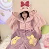 Nova coleção de inverno: roupão com estampa de estrelas rosa, pijama de fleece coral, pijama feminino de comprimento médio, camisola de novo estilo, roupa de ficar em casa quentinha