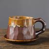 Taza de café y platillo de gres retro transfronterizo, taza de cerámica de gran capacidad, taza de agua, taza creativa hecha a mano de estilo japonés