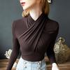 Top Halter Diseñado 2024 Otoño e Invierno Nueva Camisa de Capa Interior Elegante de Manga Larga Camisa Pequeña Europea