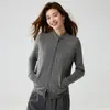 Cardigan de Lã Grossa com Zíper e Trançado Pesado, Gola Redonda, Macio, de Caxemira, para Mulheres, Outono 2026