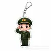 Llavero acrílico cultural y creativo rojo para la festividad del 1 de agosto, colgante de figura militar de dibujos animados, regalo souvenir para mochila