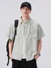 Cardigan Camisa de Solapa Manga Corta Estilo Nuevo 2026 Verano Hombres y Mujeres Holgado Color Sólido Lino Transpirable Top Casual