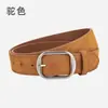 Cinturón Versátil para Mujer de Piel Genuina Gamuza Mate Hebilla de Pin Plateada de Alta Gama para Jeans, Cinturón para Mujer Estilo Retro Americano
