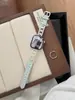 Conector de Cobre com Pérolas e Renda Pulseira de Relógio de Couro Genuíno com Padrão de Crocodilo Adequado para Apple Watch iwatch 1ª 2ª 11/10 Ultra