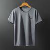 Camiseta de Malla de Seda de Hielo para Hombre de Manga Corta de Color Sólido de Secado Rápido Verano Elástica Cuello Redondo Talla Grande Moderna de Secado Rápido para Jóvenes y Personas de Mediana Edad