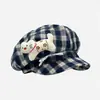 Adorable Turbante a Cuadros Retro para Gato para Mujeres con Gran Circunferencia de Cabeza, Sombrero de Atar Estilo Callejero para Primavera y Verano, Fresco y Elegante, Hace que la Cara Parezca Más Pequeña, Boina de Artista