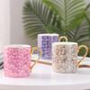 Taza de Cerámica Dorada Estilo Europeo para Café y Té, Cerámica Pintada a Mano para Pareja de Oficina, Regalo Sencillo para el Té de la Tarde