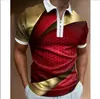 Polo Masculino de Nuevo Estilo Europeo y Americano Transfronterizo Estampado Digital 3D Moda Casual Camisa Polo de Manga Corta con Media Cremallera