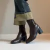 Botines Minimalistas de Tacón Alto para Mujer, Versátiles Estilo Retro, Tacones Gruesos Silenciosos, Botas Delgadas Cómodas para Viajar al Trabajo para Mujer