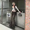 Jeans Bootcut Americano Retrô de Cintura Alta Justo com Barra Flare, Versátil e Estiloso com Design Simples