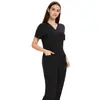 Comercio Exterior Amazon Conjunto de Scrubs Negros Delgados para Doctoras, Bata Quirúrgica para Enfermeras, Conjunto de Ropa de Trabajo Elástica con Cuello en V