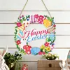 Nuevas Decoraciones de Pascua Transfronterizas: Letreros Colgantes para Puerta Principal, Coronas de Madera con Forma de Huevo para Porche de Granja Festivo, Adornos de Madera