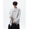 Sudadera Pesada Bordada de Cuello Redondo para Hombre de 420G, Tendencia Otoñal Estilo Americano, Top Casual Rígido de Manga Larga