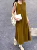 Outono e Inverno 2026 Novo Cruzamento Redondo Solto Longo Colete Sem Mangas Suéter Vestido de Tricô Moda Feminina Tendência