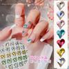 Mini corazón torcido pequeño con diamantes para decoración de uñas, base puntiaguda de 6 x 7 cm, cristal de lujo en forma de corazón de melocotón, diamantes grandes, joyería de uñas súper llamativa.