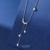 Collar con colgante de estrella y luna con borla de plata de ley s925 para mujer, elegante y lujoso, con un diseño único, cadena para la clavícula, disponible para venta al por mayor