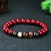 Pulsera de Arena Dorada Morada, Cuentas de Vidrio de Ceniza Fragante, Diseño DIY, Estampado en Caliente de los Cinco Elementos, Pulsera de Año de Nacimiento para Hombres y Mujeres, Cinabrio