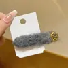 Grampo de Cabelo Simples de Pelúcia Outono e Inverno Clipe Lateral Elegante de Metal com Strass para Franja Lateral Novo 2025 Clipe Bico de Pato para Cabelo da Testa