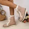 2025 Nuevas Botas de Nieve Rosas de Otoño e Invierno para Mujer Estilo Moda Europea y Americana Talla Grande Botas de Nieve Planas Venta al por Mayor