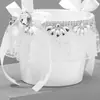 Cesta de flores de cristal de mano estilo occidental para boda, flor de encaje, flor de niña, cesta de flores, suministros de boda al por mayor