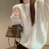 Nuevo Suéter de Punto de Color Sólido Otoño e Invierno con Cuello Redondo Ajustado Estilo Coreano Elegante Versátil Camisa Base para Mujer