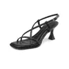 Sandalias de Tacón Alto Cuadrado Abierto Elegantes Sexy Retro para Mujer, Estilo Nuevo Simple Delgado, Verano 2024