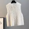 Colete de Tricô Estilo Europeu Cardigã Novo Estilo Suéter de Veludo Faux Mink Colete Feminino Peça de Roupa Externa Solta Xale de Inverno