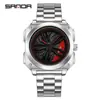 Reloj de Moda OFNS Esqueleto de Coche Rotación 360 grados Reloj para Hombre Tendencia Más Vendido Versátil para Estudiantes Reloj de Cuarzo
