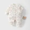 Mono de algodón acolchado para bebé de 40 g, mameluco sin costuras de otoño e invierno, traje de gateo de algodón fino engrosado de apertura frontal para niños