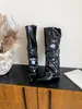 []2026 Novas Botas de Perna de Calça Longas Europeias e Americanas de Salto Alto Outono e Inverno Bico Fino Menina Apimentada Fivela Botas Longas Acima do Joelho