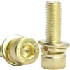 Tornillos de Acero Inoxidable 304 Dorados con Cabeza Cilíndrica, Vaso Hexagonal, Combinación de Tres Piezas Cabeza de Copa con Arandela M3/M4/M5/M12