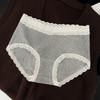 Ropa interior de algodón con encaje estilo francés para mujer, de cintura media, 7A antibacteriana, entrepierna alargada, estilo Pura Deseo A, Algodón de Bebé