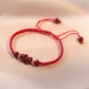 Pulseira para Mulheres, Pulseira de Prata S925 Estilo Coreano e Japonês para Mulheres, Mineral Original Cinábrio Seis Caracteres Unicórnio Fio Trançado Vermelho Pulseira Vermelha