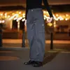 Pantalones Cargo de Estilo Americano de Moda para Hombre para Primavera y Otoño, Versátiles Pantalones Casuales Rectos Sueltos con Múltiples Bolsillos