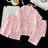 Conjunto de pijama de tres piezas para niña, algodón nube de verano para niños, nuevo estilo 2026, de manga corta, elegante conjunto de ropa para casa para niños mayores