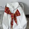 Moletom com Capuz Patchwork Xadrez Renda Cadarço Estilo College Retrô Americano 2025 para Homens e Mulheres, Outono Moda de Rua Marca Loose Hoodie