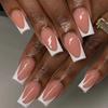 Uñas Postizas Blancas de Ballet de Longitud Media, Francesas Sencillas, Estilo Ins Europeo y Americano, Uñas Armadura para Usar, 24 Piezas