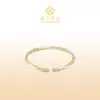 Abanico de flor de junco estilo chino nuevo de plata pura 999 de Fu, pulsera a juego de plata pura, brazalete de plata delicado, suave regalo de estilo nacional para novia