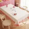 Toalha de Mesa Desenho Animado, Sem Lavagem, Impermeável, À Prova de Óleo, Resistente ao Calor, Estilo Dopamina Creme, Toalha de Mesa Retangular, Protetor de Mesa, Chá