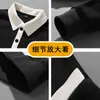 Fábrica de Origen suéter de solapa estilo coreano de negocios diseño para hombre moderno simple manga larga primavera y otoño suéter de solapa versátil
