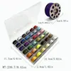 Conjunto de Caixa de Bobinas Doméstica Multiespecificação, Bobinas Transparentes Coloridas, Bobinas de Metal com Linha, Cada Bobina com Aproximadamente 40m de Comprimento