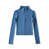 Camiseta de manga corta y larga ajustada sexy estilo europeo y americano para mujer, con cremallera y solapa, para otoño e invierno, con forro polar, top moderno