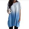 Amazon 2023 Verano para Mujer Tie-dye Color Contraste Cuello Redondo Media Longitud Casual Moda Manga Corta Vestido Media Longitud