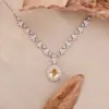 Colar com Pingente de Topázio Natural, Citrino e Ametista para Mulheres, Corrente de Prata Esterlina S925 com Conjunto de Pedras Preciosas, Item Popular para Transmissão ao Vivo