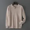 Nuevo Suéter de Lana 100% Pura para Hombre Otoño/Invierno, Suéter Tejido con Cuello POLO, Suéter de Cachemira Holgado para Negocios Casual