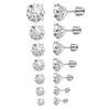 Aretes de botón de acero inoxidable de cuatro puntas con circonita, tachuelas integradas minimalistas para el cartílago de la oreja, aretes de lujo ligero de alta gama con bolitas redondas, discos redondos y mariposas