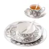 Estilo Europeo Transfronterizo Simple Moderno Fresco Hueso de China Plata Pista Plato para Comida Occidental Taza y Platillo Decoración para Filete Decoración de Mesa