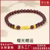 Pulsera de Peces Dorados de Oro Puro 999 con Granate y Fragmentos de Oro de Carpa, un Símbolo de Prosperidad, Perfecta para Regalos Navideños