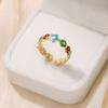 Anillo Abierto Tohm Amazon Bestseller Colorido Esmalte Acero Inoxidable Personalidad Vintage Flor de Alto Nivel Anillo para Mujeres